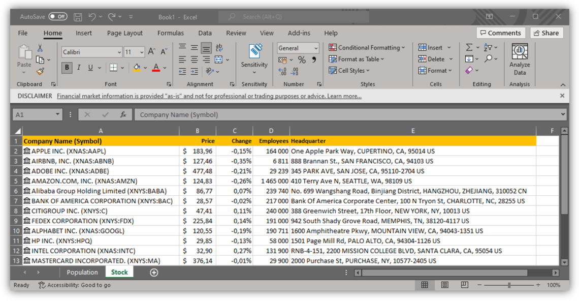 The Power of Excel 365's Linked Data Type